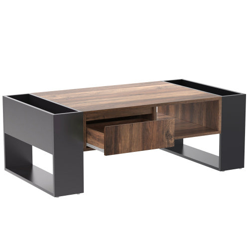 Élégance Naturelle – Table basse bois & gris foncé